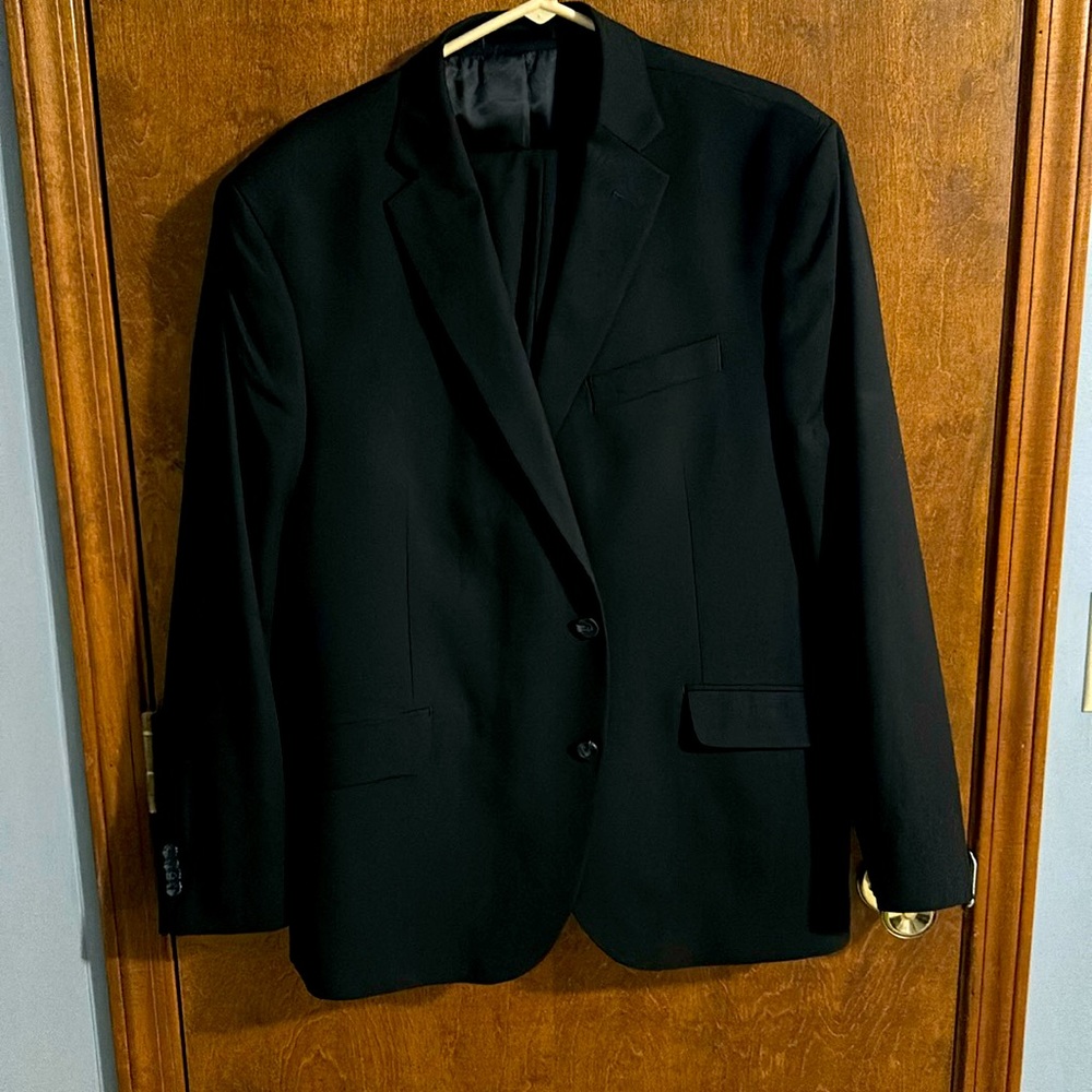 Kenneth Cole Suit Set with Sport Coat and Pants Black 48R 36/32 Techni-Cole